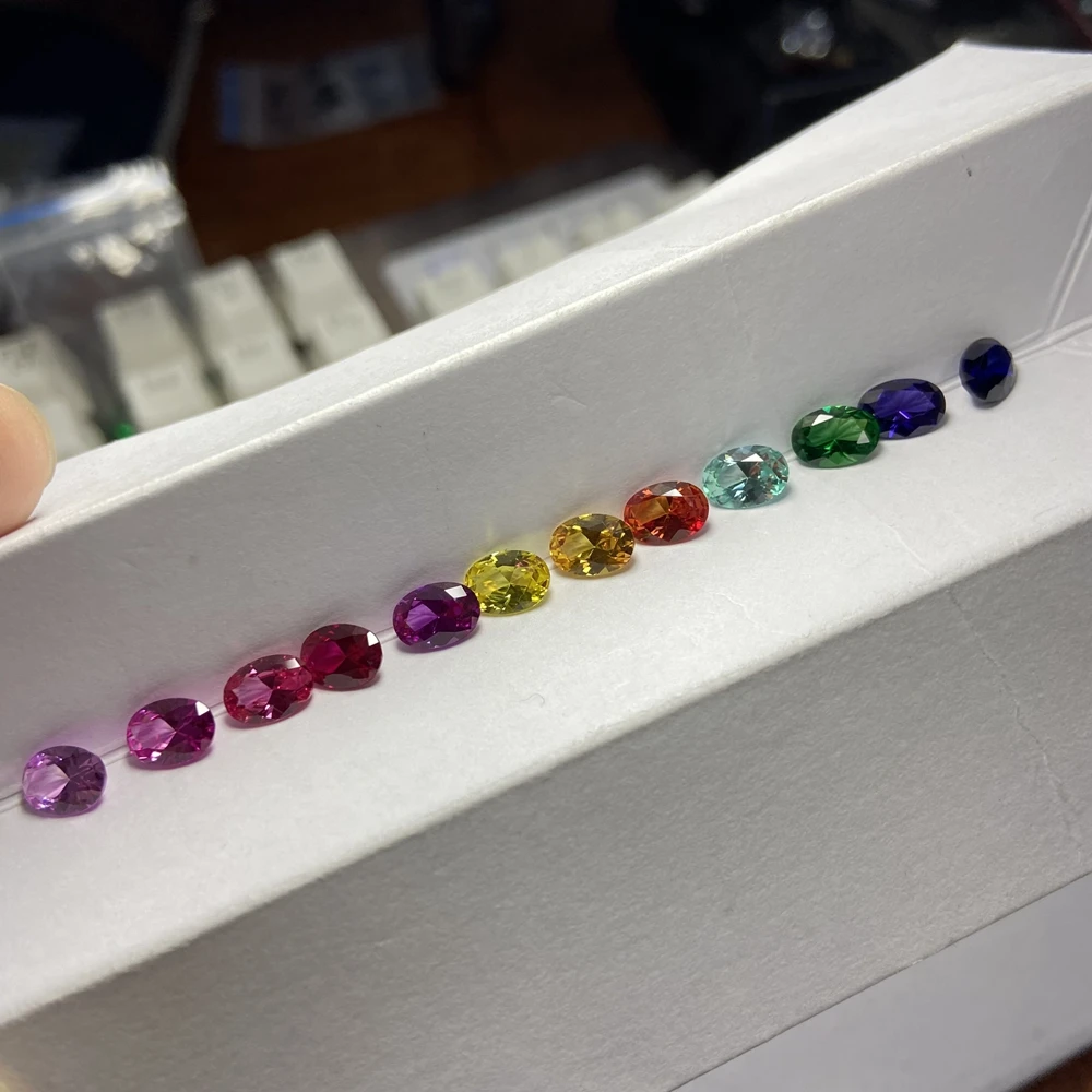 Meisidian 12 Color 5A Quality 5x7mm Oval Cut FancyPink Blue Yellow Rainbow Sapphire Loose Gemstnoe loose gemstones