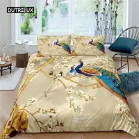 Luxury Golden Duvet Cover Peacock Comforter Cover Peacock With Floral Bedding Set For Adults Girls Animals Botanical Bedspread 1
