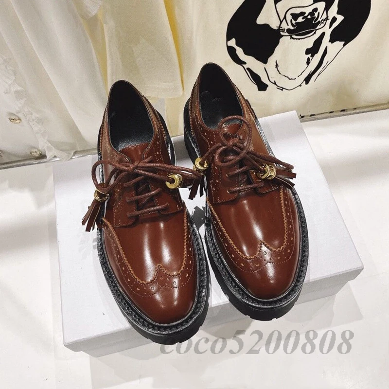 

Women Casual Shoes Fashion Genuine Leather Platform Wedges Women Loafers Designer Tassel Women Party Dress Shoes Runway Flats