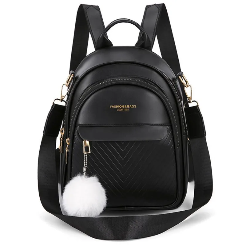 

Women's Outdoor Anti-theft Waterproof Pu Backpack Black Korean Women Student Schoolbag Travel Satchel Bags