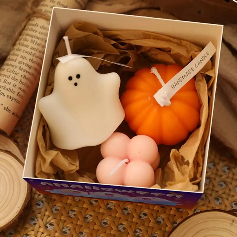 Halloween Scented Candle Ghost Pumpkin Gift Box Set Aromatherapy Holiday Cute Gift Home Fragrance Decoration Ornament Atmosphere