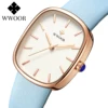 WWOOR Women Watches Fashion Square Leather Top Brand Luxury Quartz Wristwatch Casual Elegant Watches For Women Gift Reloj Mujer