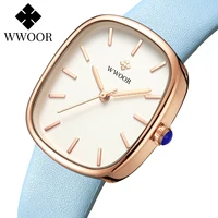 WWOOR Women Watches Fashion Square Leather Top Brand Luxury Quartz Wristwatch Casual Elegant Watches For Women Gift Reloj Mujer