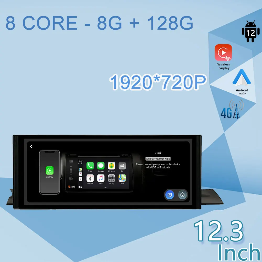 

Android 12.0 12.3 Inch For Audi A4 A5 S5 2017-2018 Carplay GPS Navigation Car Player Multimedia Radio Stereo