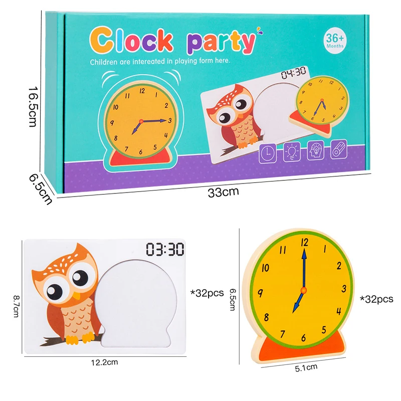Kids Owl Clock Time Learning Toys Montessori Teaching Tool Digital Time Matching Cognitive Math Toy Kindergarten Educatinal Game 6