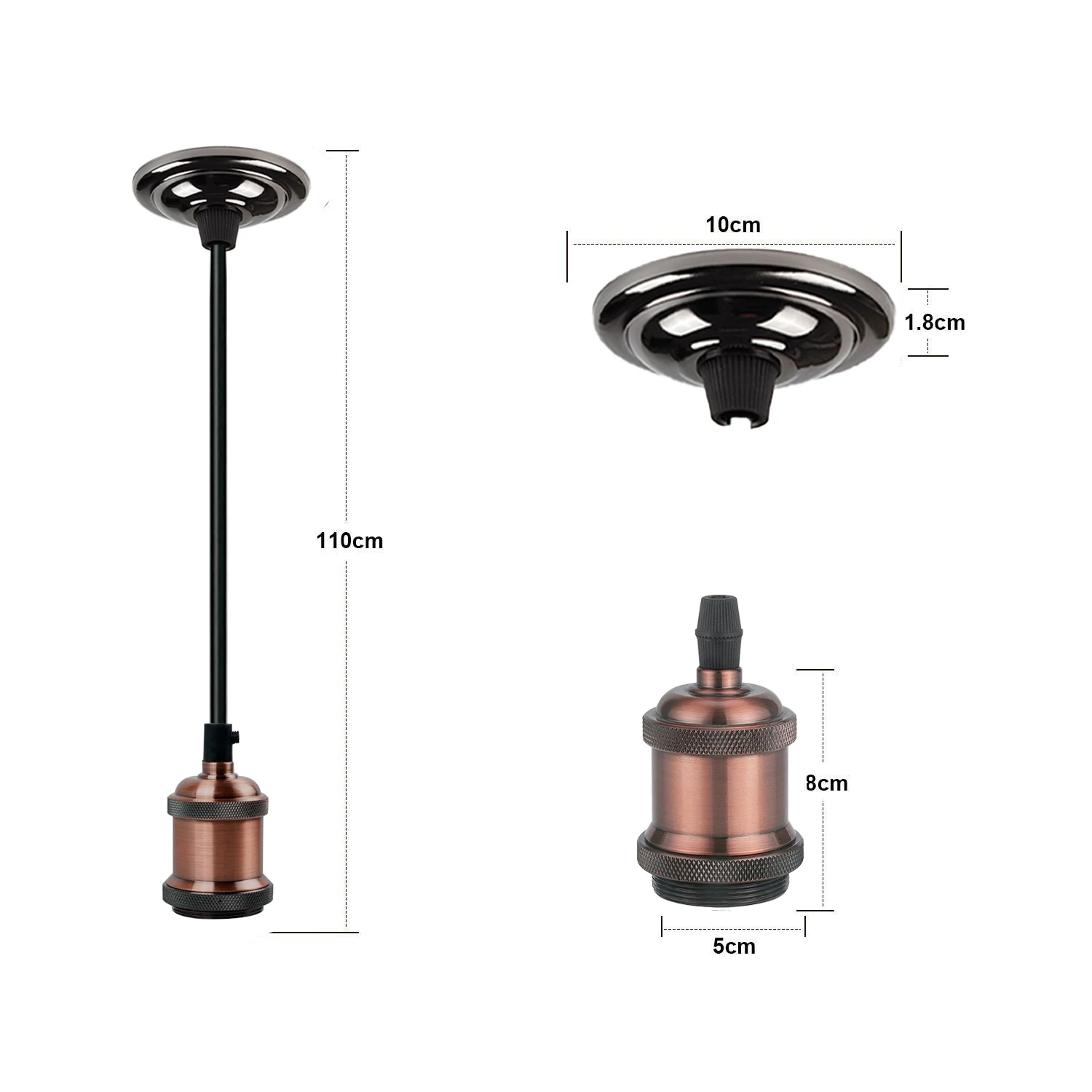 GANRILAND 1M Modern Industrial Pedant Light E26 E27 Lamp Holder Vintage 110V 220V Casting Ceiling Light Fixture For Restaurant