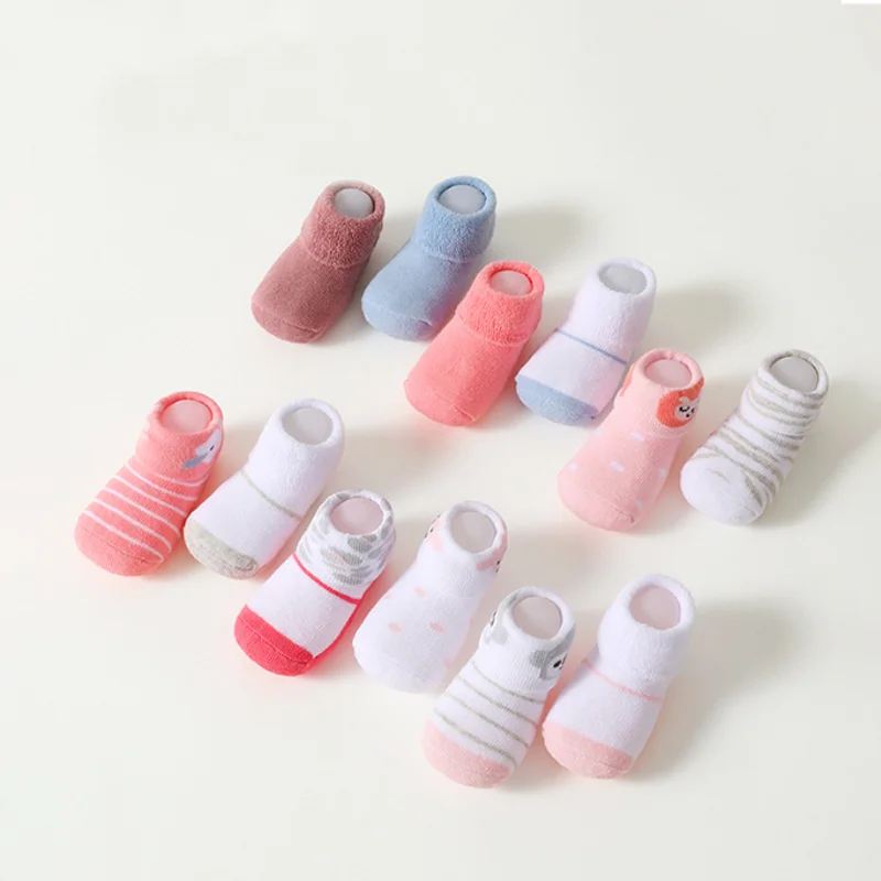6 Pairs/Set Baby Socks Girls Boys Print Thick Terry Clothes Newborn Accessories Kids Children Toddlers Slipper Gift Clothes
