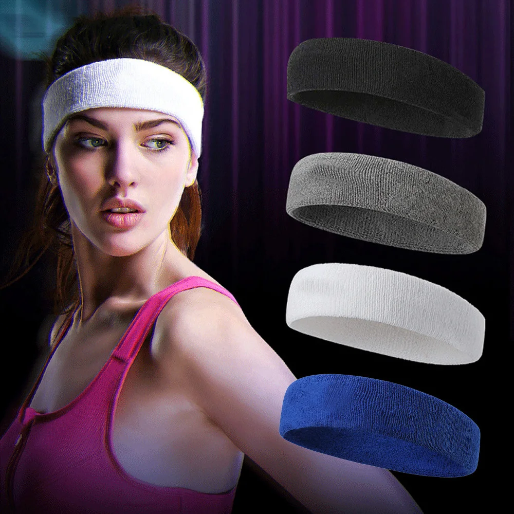 

High Elastic Headband Women Men Gym Sport Sweat Hair Band Cotton Sweat-Absorbent Head Band Soft Anti-slip Headwrap Wholesale