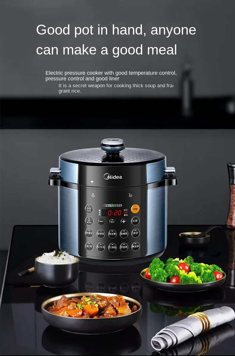 220V Midea Multi-cooker with Electric Pressure Cooker, 5L Double Inner Pot, 12 Preset Programs, Official Flagship Store Genuine