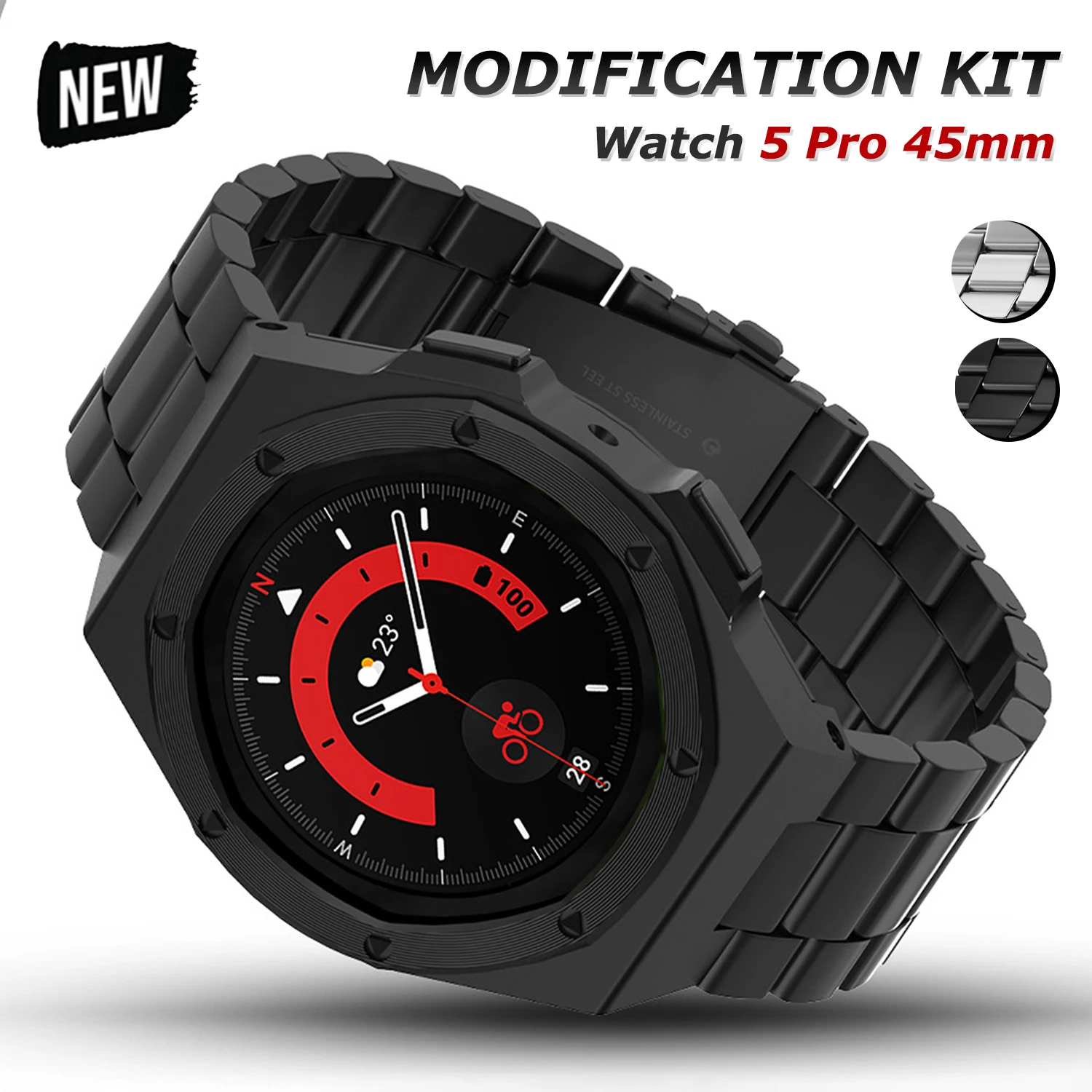 

Modification Kit Stainless Steel Case Strap for Samsung Galaxy Watch 5 pro 45mm 4 44mm Band Luxury Business Bracelet Cover Frame