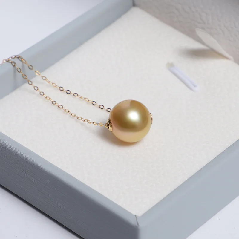 

Charming 10-11mm South Sea Golden Pearl Pendant 18inch womens jewelry