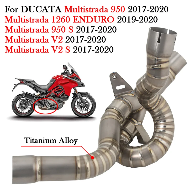 Slip On Per DUCATA Multistrada 950 V2 S 1260 ENDURO 2017 - 2020 Moto Di Scarico In Lega di Titanio Modifica Fuga Centrale di Collegamento Tubo