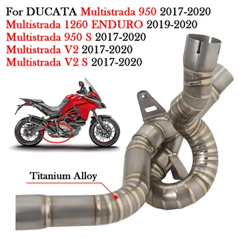 Slip On Per DUCATA Multistrada 950 V2 S 1260 ENDURO 2017 - 2020 Moto Di Scarico In Lega di Titanio Modifica Fuga Centrale di Collegamento Tubo