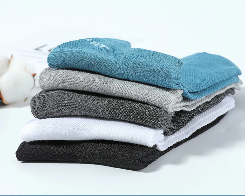 Mens Cotton Ankle Socks - 5 Pairs Breathable Low-Cut Casual Sports Socks