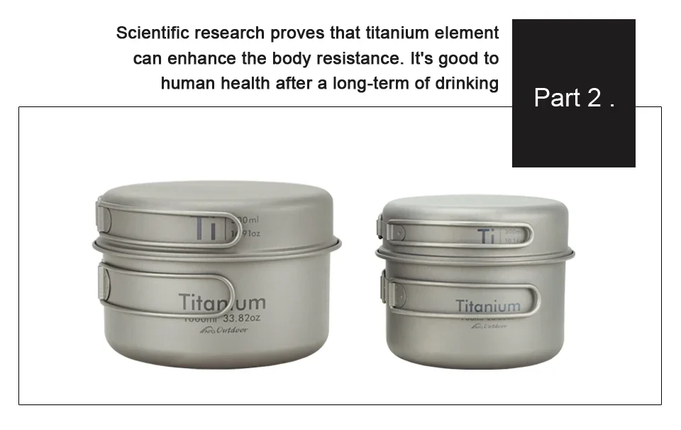 Ultralight Titanium Camping Pan Set 4