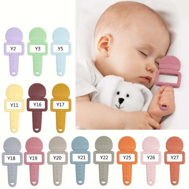 Baby Teether Microphone Shape Silicone Teethers Infant Teething Toy Chewing Toy for Babies Teething Pains teething toys silicone teething toys baby teething toys silicone teether silicone teething beads