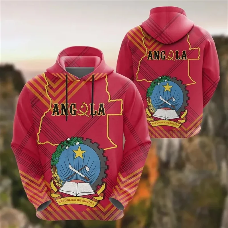 thumbnail image 1 of Nuevas sudaderas con capucha y cremallera para hombre y mujer, con estampado 3D de la bandera de Angola, de manga larga, con emblema del mapa angoleño, sudaderas de gran tamaño, 1 of 5