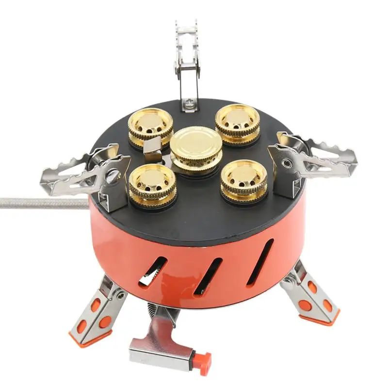 

Portable Camping Stove 15800W 5-Burner Windproof Backpacking Stoves Upgraded Stable Outdoor Camping Picnic Stove With Built-in