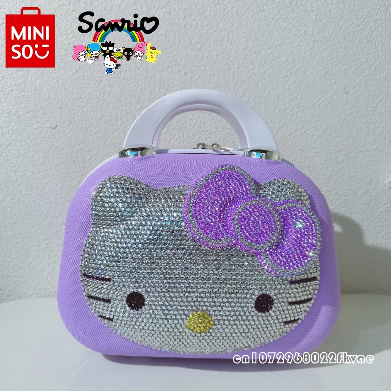 Miniso Hello Kitty New Girl Makeup Bag Fashionable High Quality Diamond Inlaid Portable Storage Box Business Travel Handbag