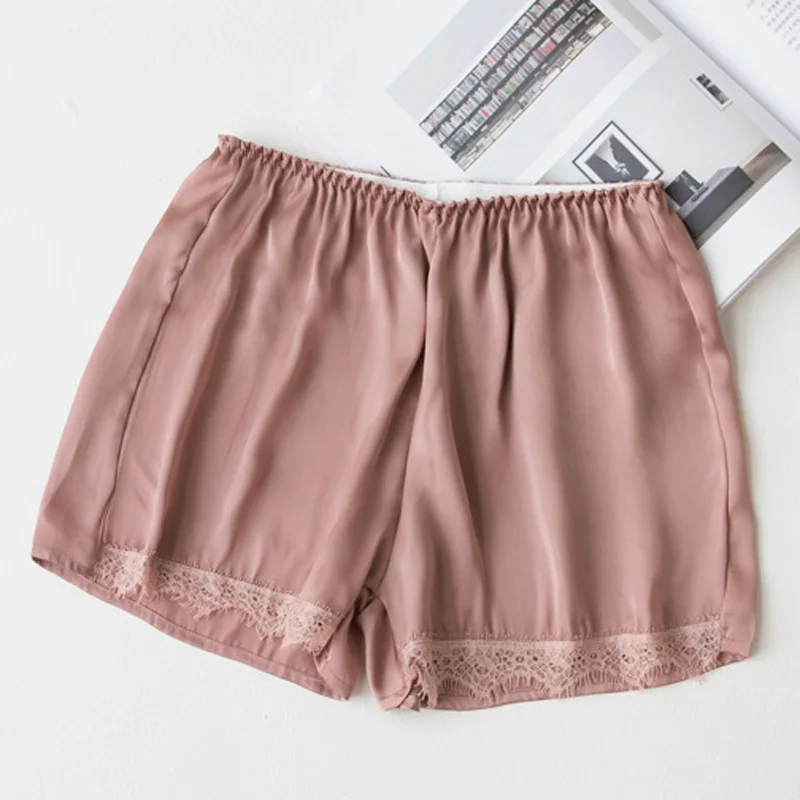 

Safety Short Pant Women Summer Lace Satin Ice Silk Loose Homewear Under Skirt Pajamas Shorts Thin Cool Comfortable Sleep Botttom