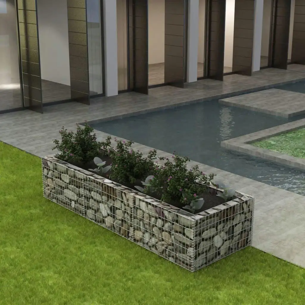 Galvanized Steel Gabion Raised Garden Bed 106.3x35.4x19.7 inches-Durable Outdoor Planter