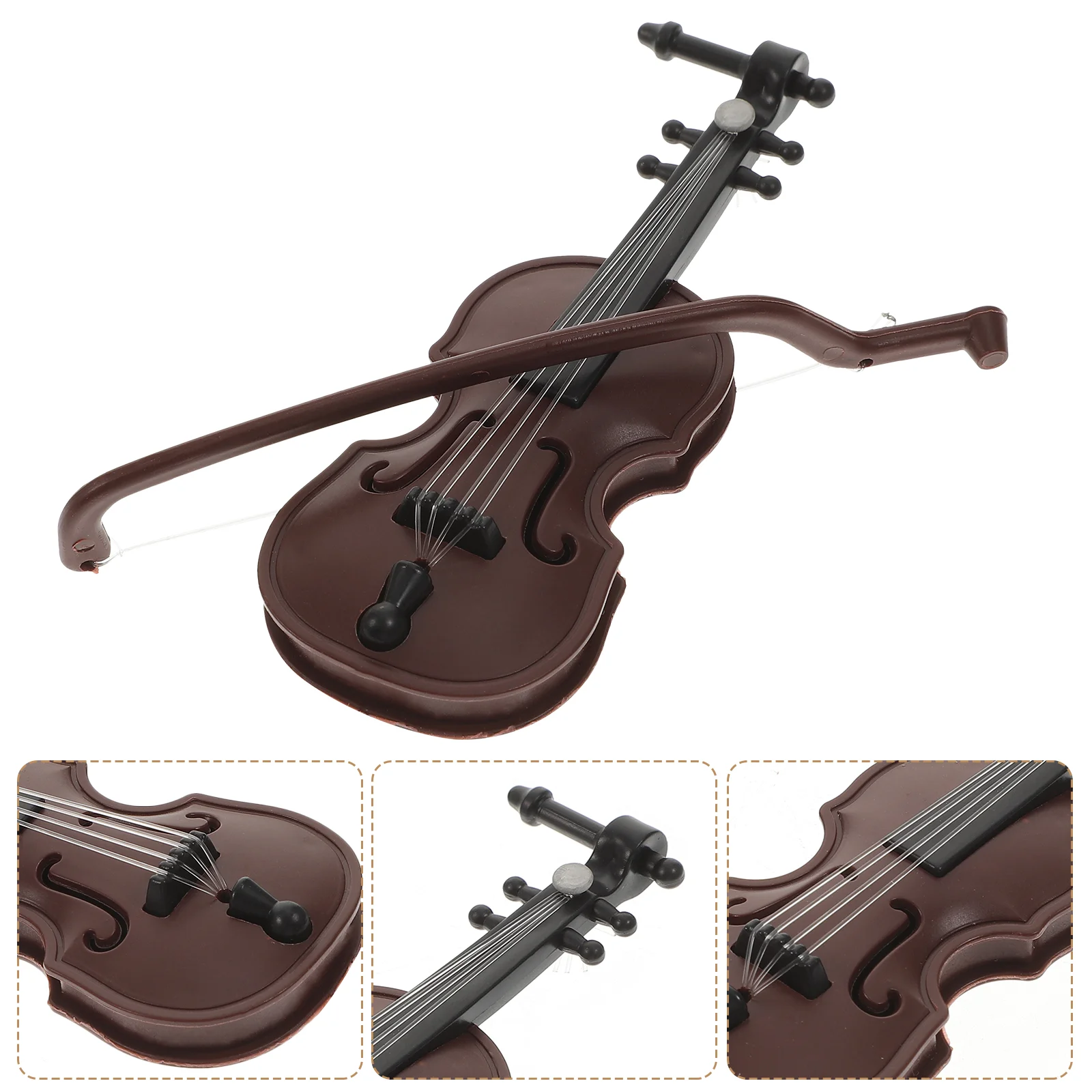 

2 Pcs Christmas Toys Simulated Violin Props Play-house Decor Mini Musical Instrument Model Desktop Decorations Violins Ornament