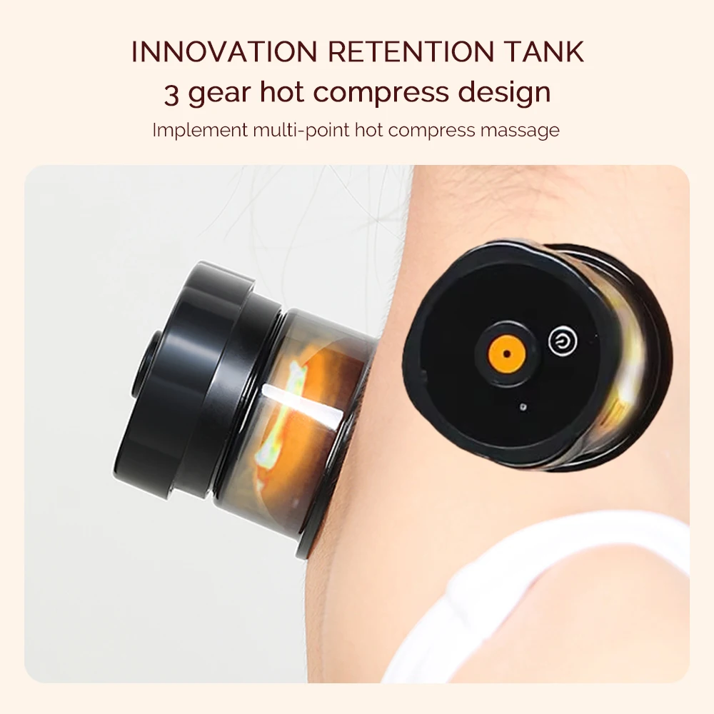 Electric Cupping Set Body Vacuum Cupping Scraping Heating Massage 12 Gears Adjustable Therapy Cupping Guasha Massage Tool