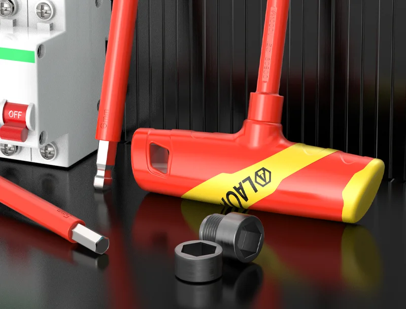 LAOA Multifunktionaler Isolierter T-förmiger Flachkopf-Inbusschlüssel mit Kugelkopf, Sechskant-Steckschlüssel für Autoreparatur, 2,5mm-10mm – Detail 2