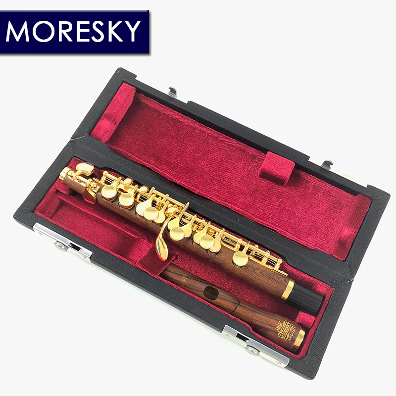 MORESKY red wood Piccolo C Key redwooden Body Material gold Plated keys MPC-1611