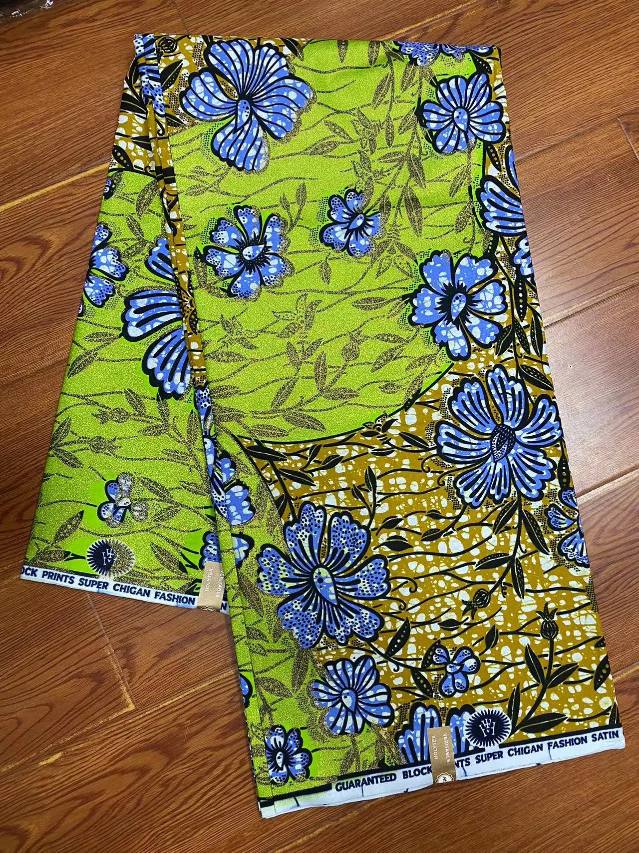 African Wax Fabric Clothing Fabric African Grand Glam Glitter Golden Wax Fabrics Soft Ankara Tissu Sewing Wedding Dress satin 100% Cotton 3-5