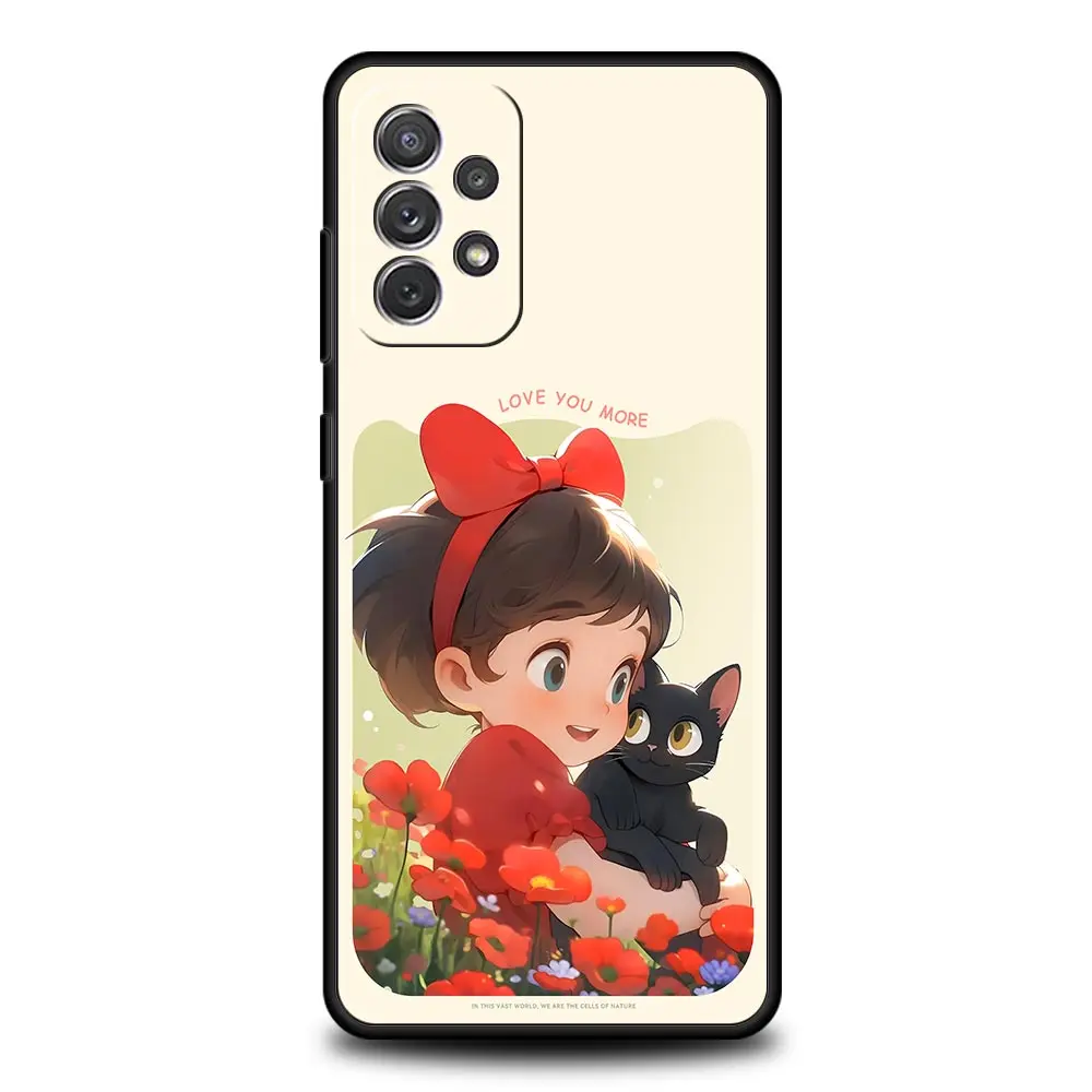 Charming Black Cat Cartoon Phone Case - Stylish Protective Cover