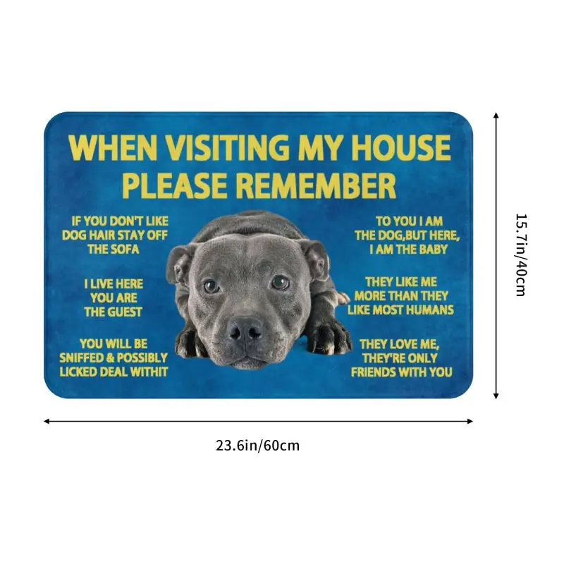 Floor mat non slip mat door mat fun doormat carpet mat Staffordshire Bull Terrier House Rules Doormat Mat Anti-Slip Kitchen Bath Living Room Entrance Rug Carpet