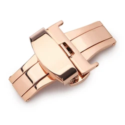 Elegant Stainless Steel Butterfly Buckle Watch Clasp - Automatic Deployment Watch Accessory - 22mm (Rose Gold)