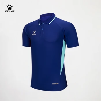 Polo Kelme da uomo, top sportivo trendy da donna, t-shirt a maniche corte con colletto a risvolto per corsa e fitness all'aperto