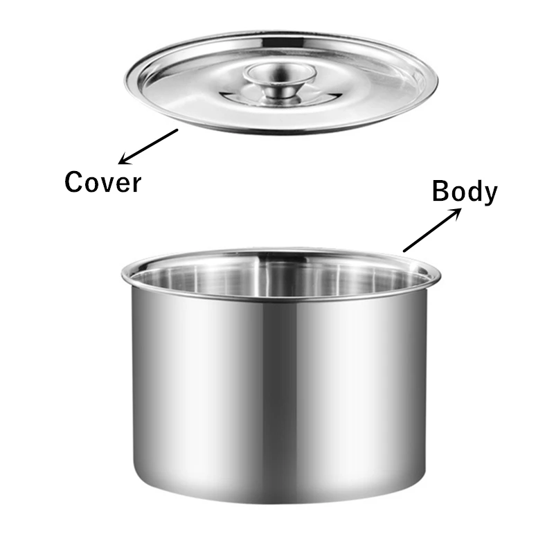 Stainless Steel Food Storage Organizer Can with Lid Round Grains Spice Box Durable Egg Sugar Bowl Stew Pot Home Kitchen Items 6