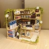 DIY Wooden Miniature Model Kit Paint Shop Casa 3D Puzzle Dollhouse With Furniture Lights Roombox Home Decor for Friends Gifts 2