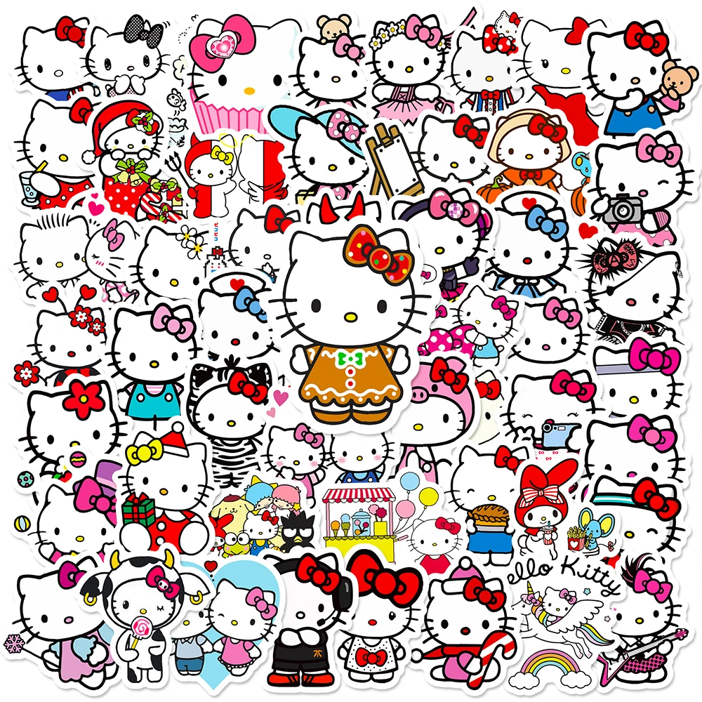 

10/30/50pcs Cute Sanrio Hello Kitty Graffiti Stickers Decals Waterproof DIY Phone Bike Kids Kawaii Decoration Sticker Wholesale