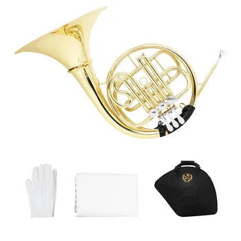 M MBAT Bb Horn 3 Keys Gold Brass Double Row French Horn Rustproof Nickel Silver Plated Horn Playing With Case Brass Instruments