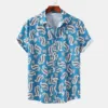 Men's Casual Fashion Hawaiian Beach Vacation Printed Short Sleeve Shirt Summer Loose Beach Oversize Top Men's Shirts For Boys 5