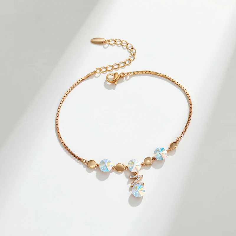 Trending Jewelry Girls Bracelet made with Austrian Crystal Simple Round Bangle Bracelet Women Wrist Accessories Bijoux Gift