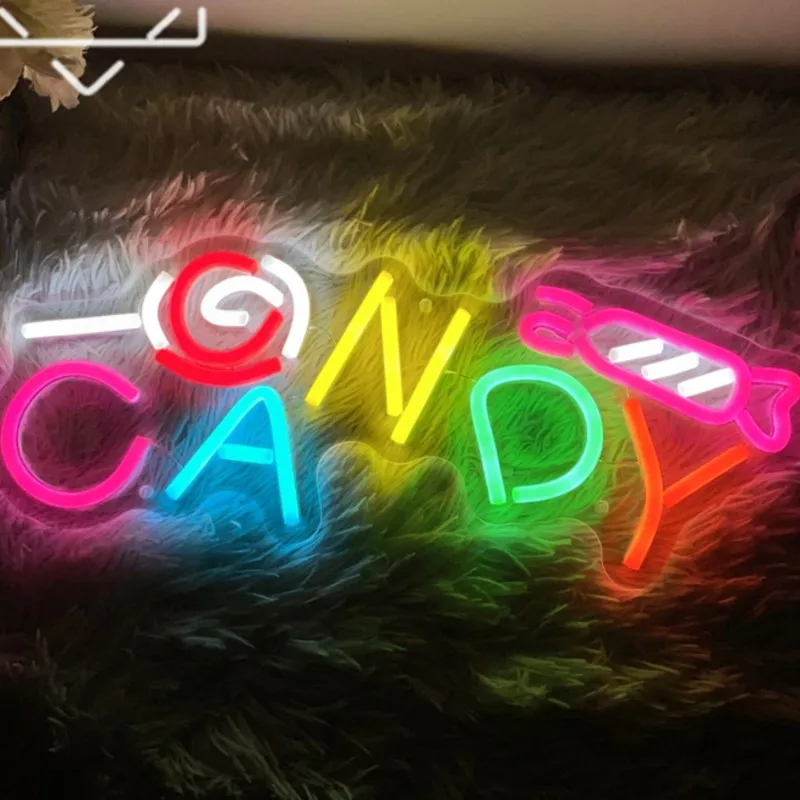 

Candy Neon Sign Neon Light Wall Decoration LED Lamp USB Sign Convenience Store Home Restaurant Food Neon Light Up Night Decor