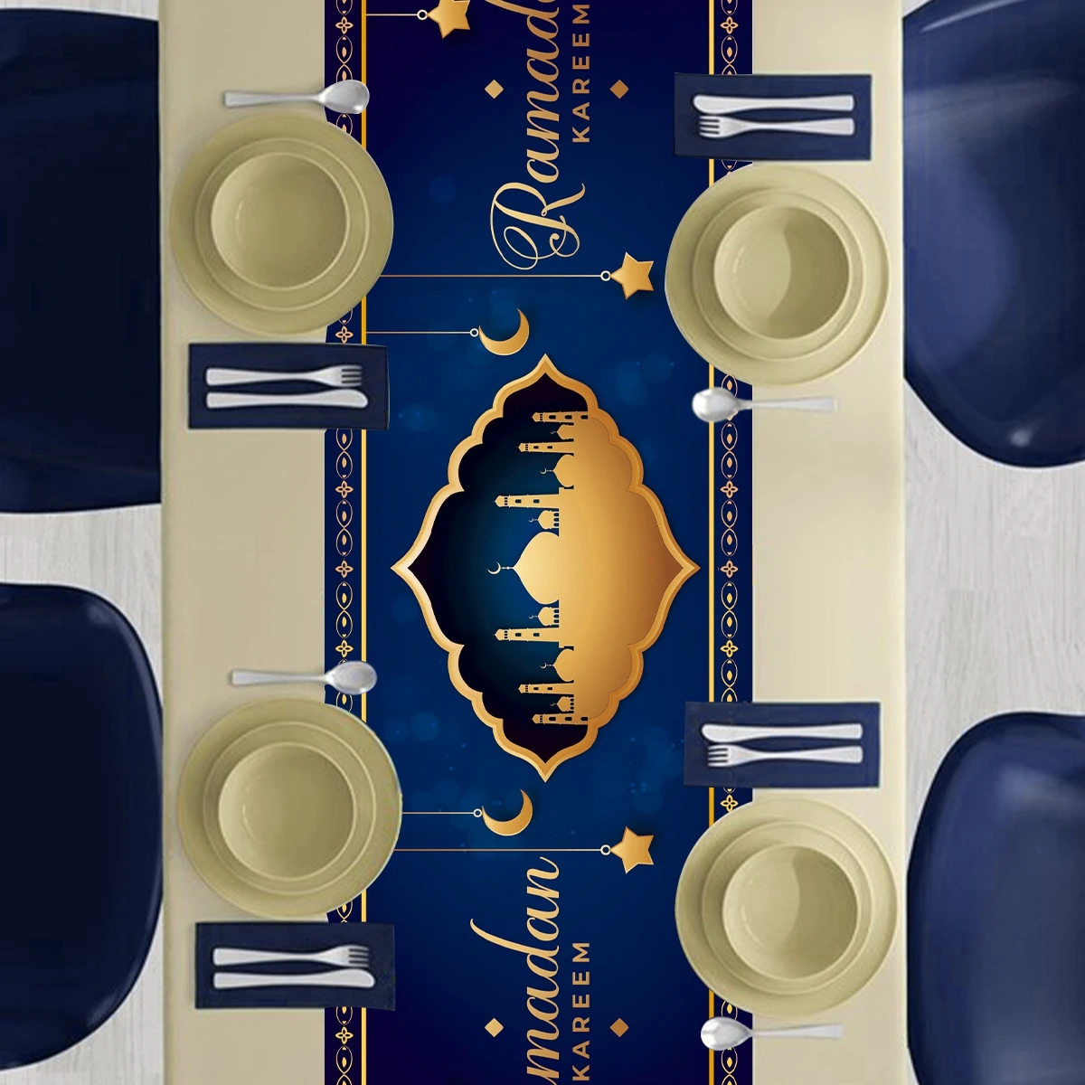 Eid Mubarak Muslim Ramadan Table Runner Islamic Mosque Ramadan Decoration For Home Kitchen Table 2024 Ramadan Kareem Eid Al Adha 4