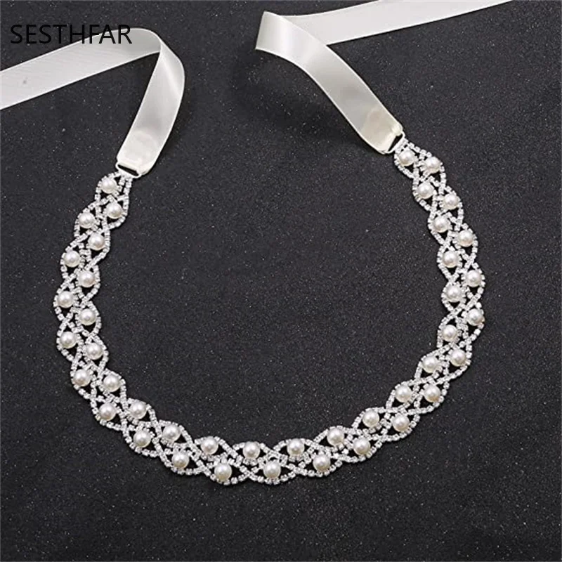 Bridal Waistband Bridal Dress Decoration SESTHFAR Sparkly Bridal Sash Belt Wedding Rhinestone Belts for Formal Dress Luxury Diamond Ribbon Belt Sash
