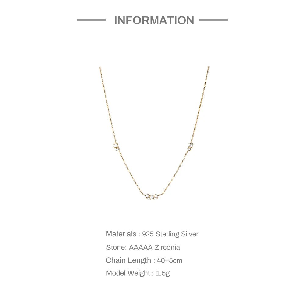 Pendant Necklace Silver Necklace Charms Silver Necklace Silver Pendant Shine Triple Zircon Pendant Necklace 925 Sterling Silver Stacked Daily Match Ladies Versatile Clavicle necklace charms Gift