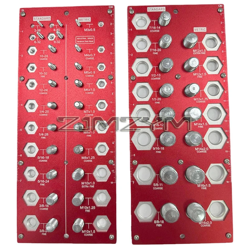 44 Nut And Bolt Thread Checker, 2 In 1 Bolt And Nut Identifier Gauge