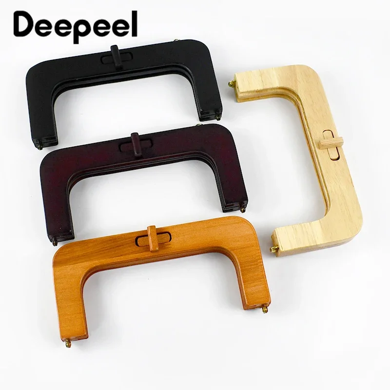 1Pc 20*9cm Fashion Solid Wooden Bags Handle Wood Turn Twist Lock Purse Frames DIY Hangbags Wallet Sewing Bracket Accessories