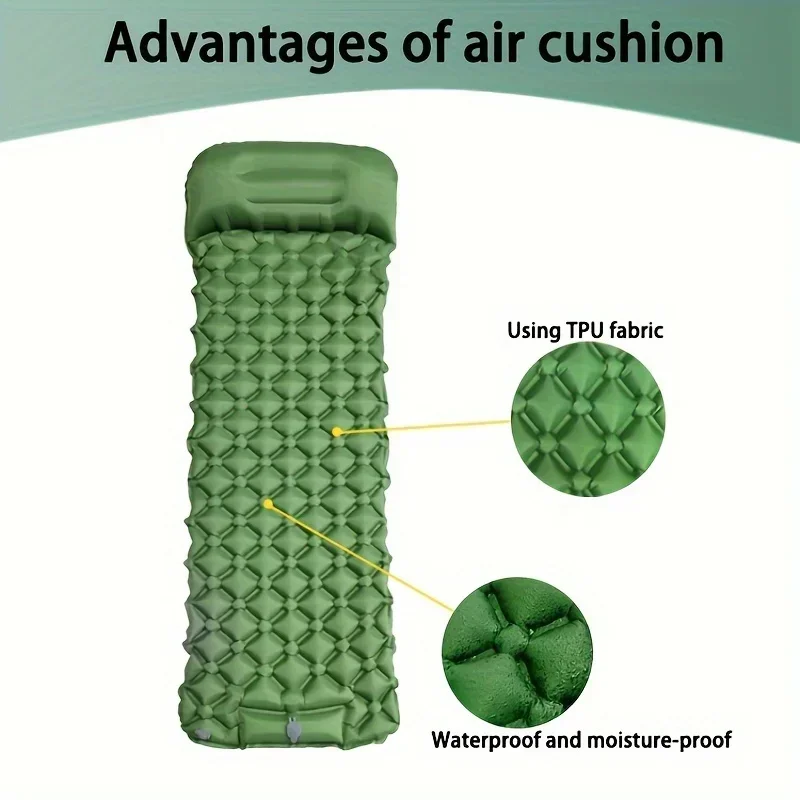 Description Picture 4 of itemOutdoor Camping Inflatable Mattress Sleeping Pad With Pillows Ultralight Air Mat Built In Inflator Pump Hiking