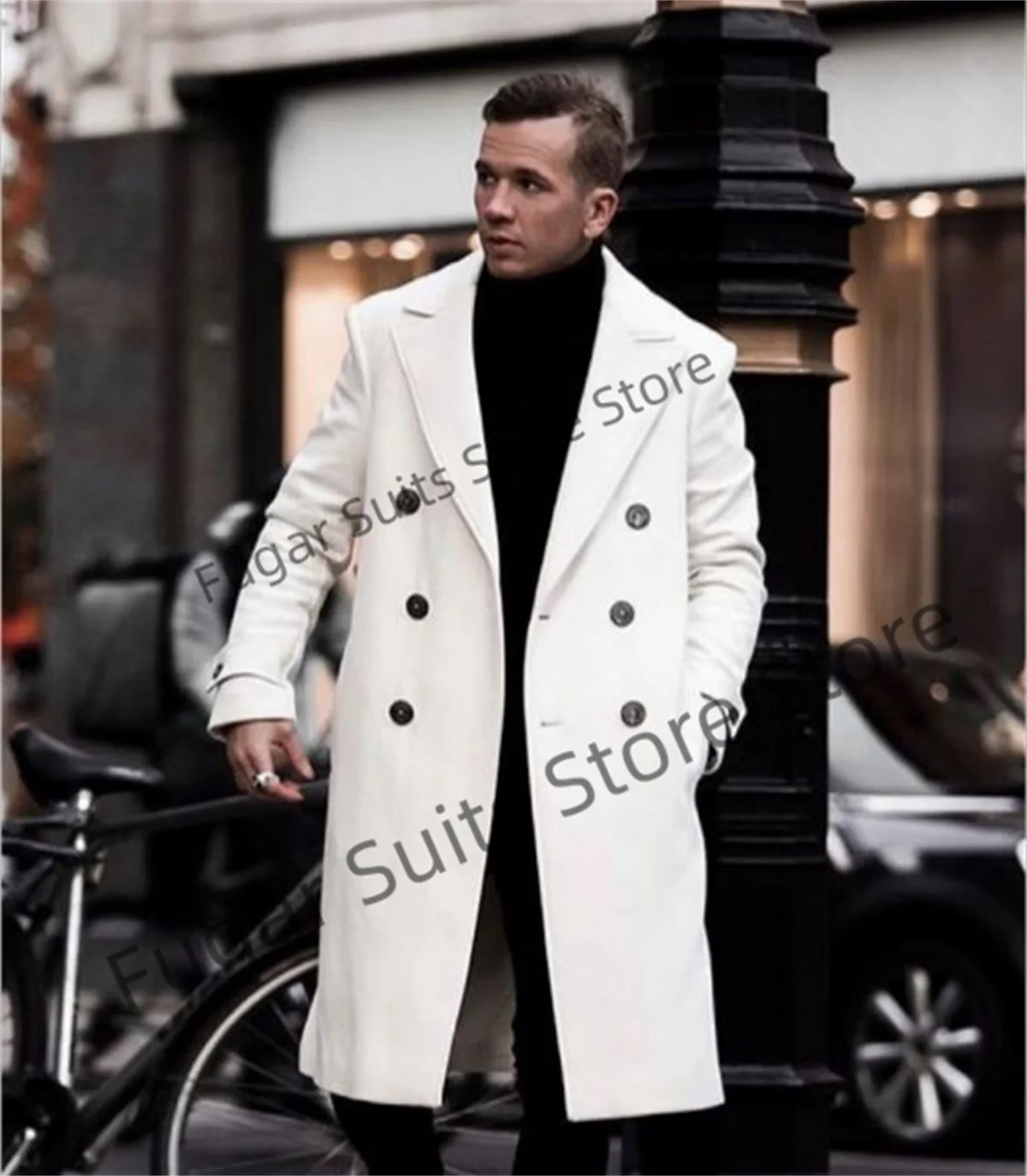 Business Navy Blue Double Breasted Coat For Men Slim Fit Peak Lapel Groom Prom Tuxedos Elegant Male Blazer Chamarras Para Hombre