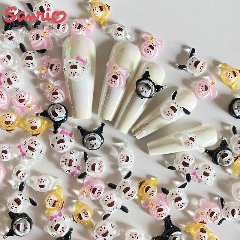 

20Pcs Kawaii Hello Kittys Sanrio Nail Art DIY Accessories My Melody Kuromi Anime Cute Cups Phone Case Decoration Toys for Girls