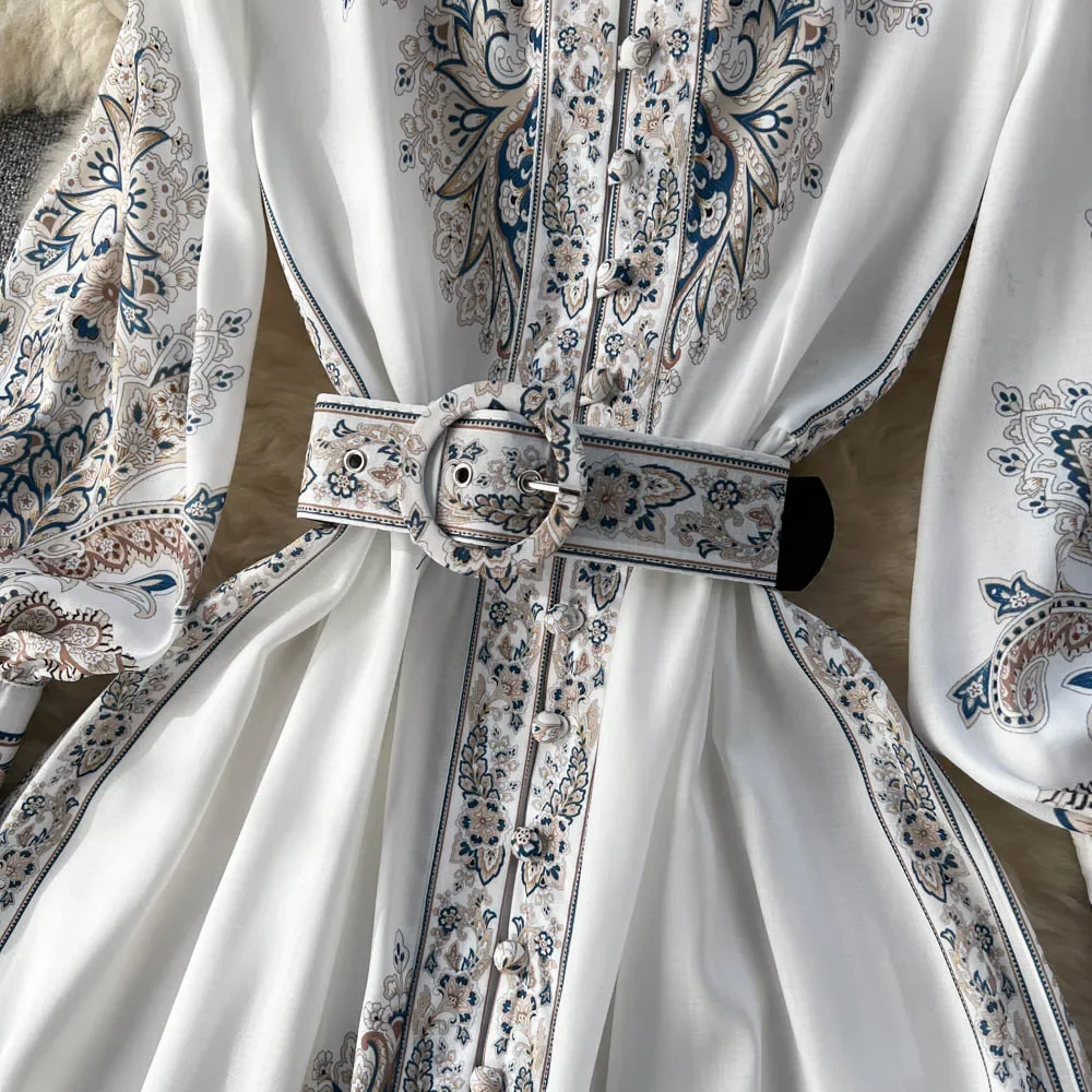 Spring Autumn Long Sleeve Luxury Maxi Dress for Women White/Black